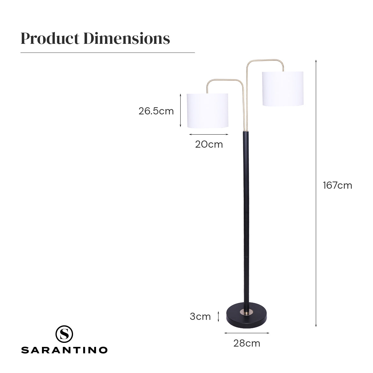 Sarantino Black/Brass Finish Reading Light Electric Table Lamp-Home & Garden > Lighting-PEROZ Accessories