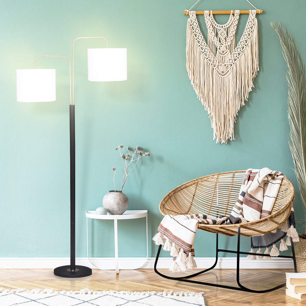 Sarantino Black/Brass Finish Reading Light Electric Table Lamp-Home & Garden > Lighting-PEROZ Accessories