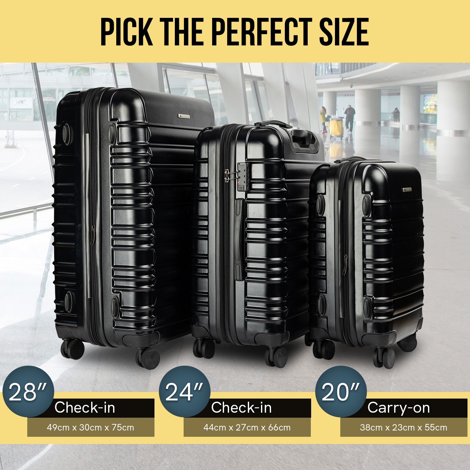 Olympus Noctis Suitcase 24in Hard Shell ABS+PC - Stygian Black-Home & Garden-PEROZ Accessories