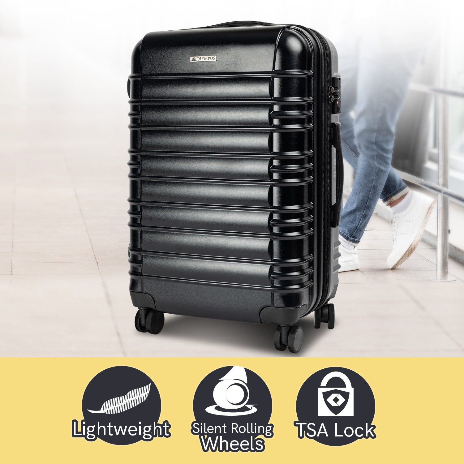 Olympus Noctis Suitcase 28in Hard Shell ABS+PC - Stygian Black-Home & Garden-PEROZ Accessories