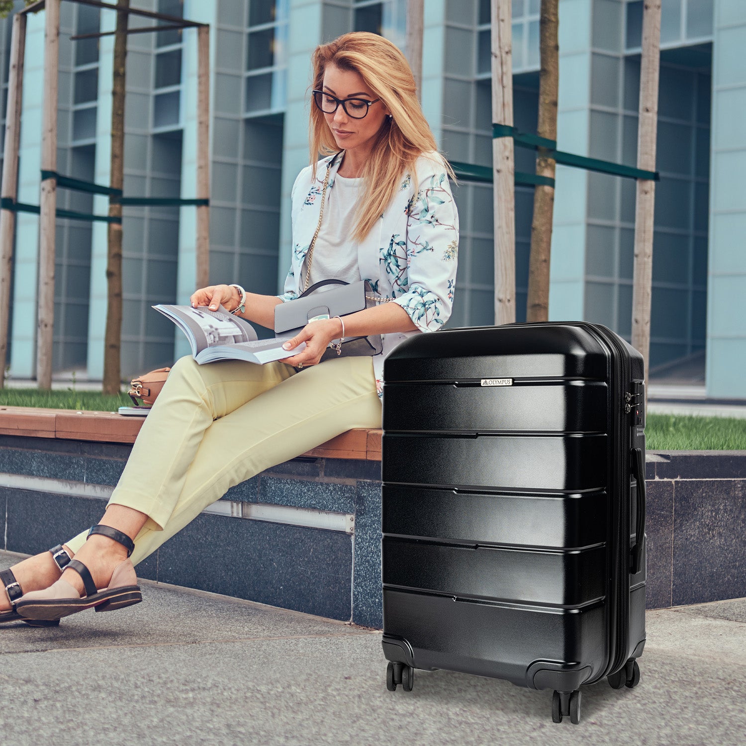 Olympus Artemis 20in Hard Shell Suitcase ABS+PC Jet Black-Home & Garden-PEROZ Accessories