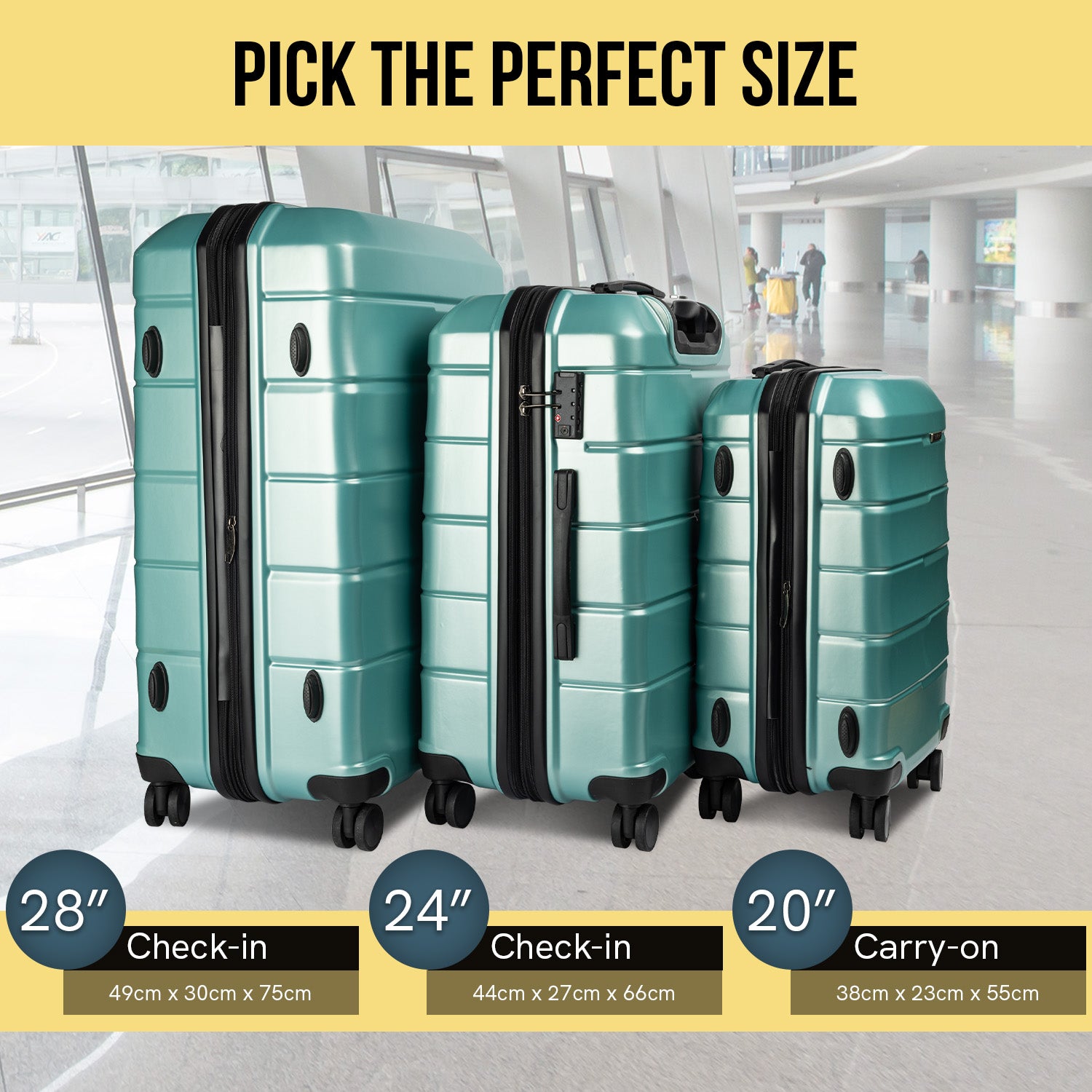 Olympus Artemis 24in Hard Shell Suitcase ABS+PC Electric Teal-Home & Garden-PEROZ Accessories