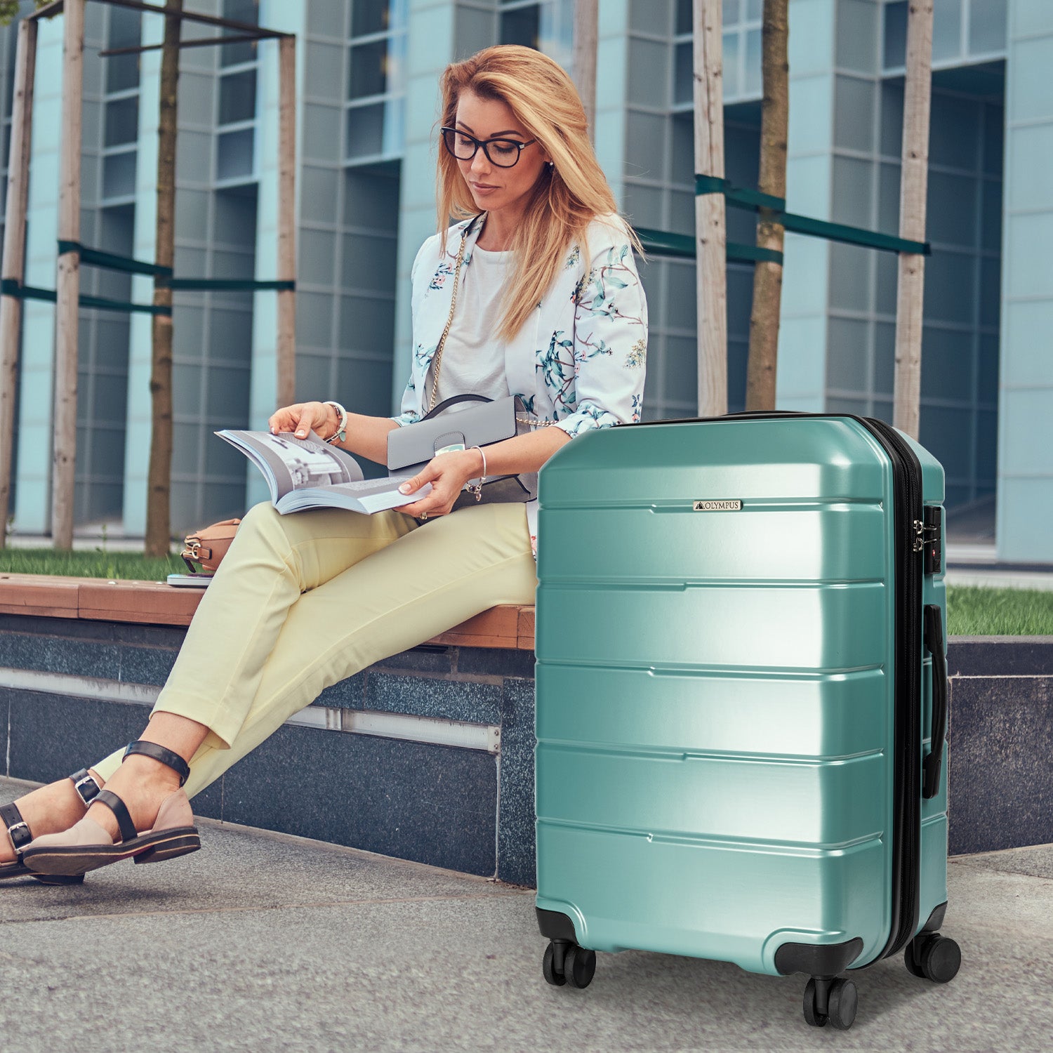 Olympus Artemis 24in Hard Shell Suitcase ABS+PC Electric Teal-Home & Garden-PEROZ Accessories