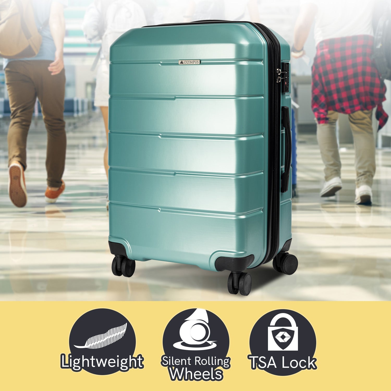 Olympus Artemis 28in Hard Shell Suitcase ABS+PC - Electric Teal-Home & Garden-PEROZ Accessories