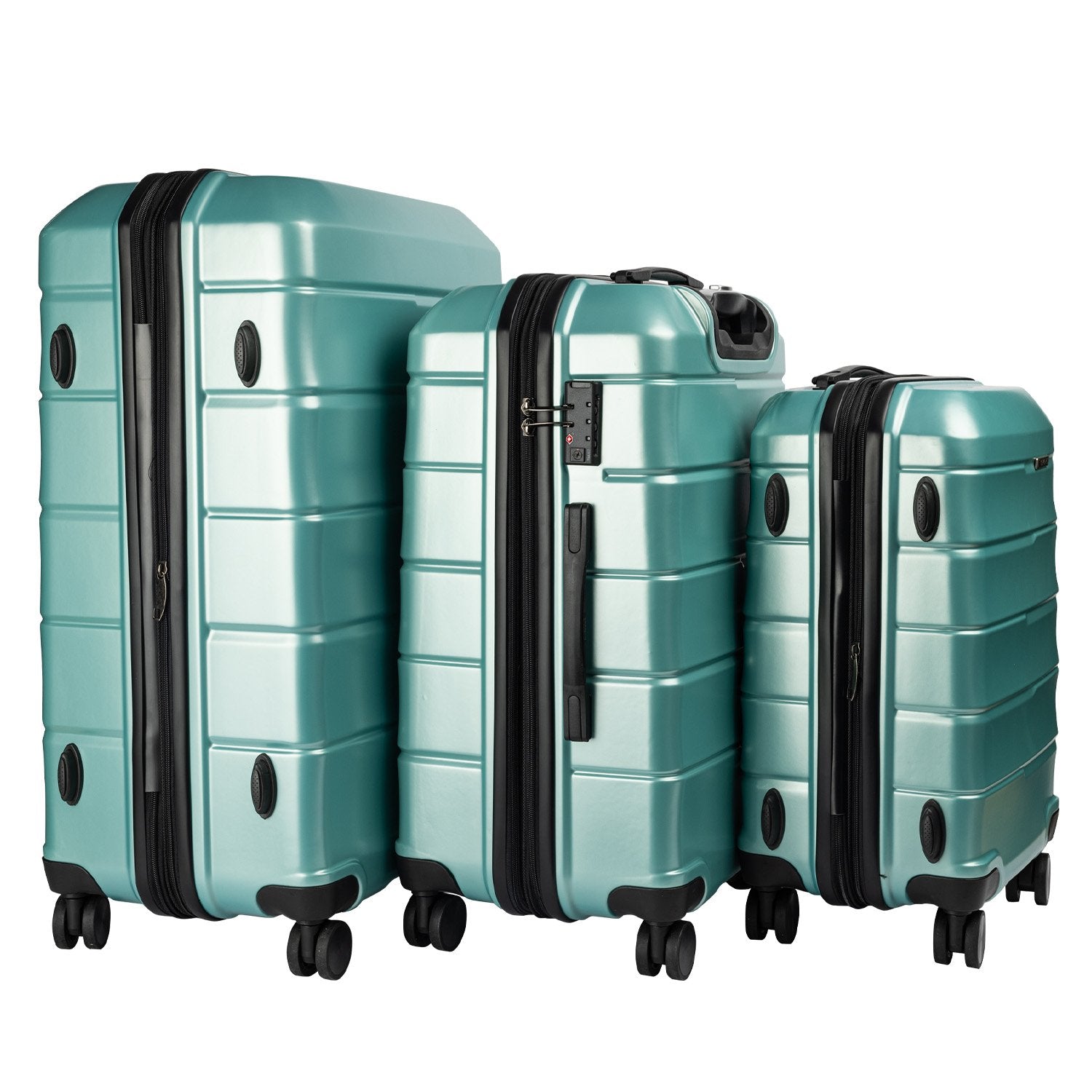 Olympus 3PC Artemis Luggage Set Hard Shell ABS+PC - Electric Teal-Home & Garden-PEROZ Accessories