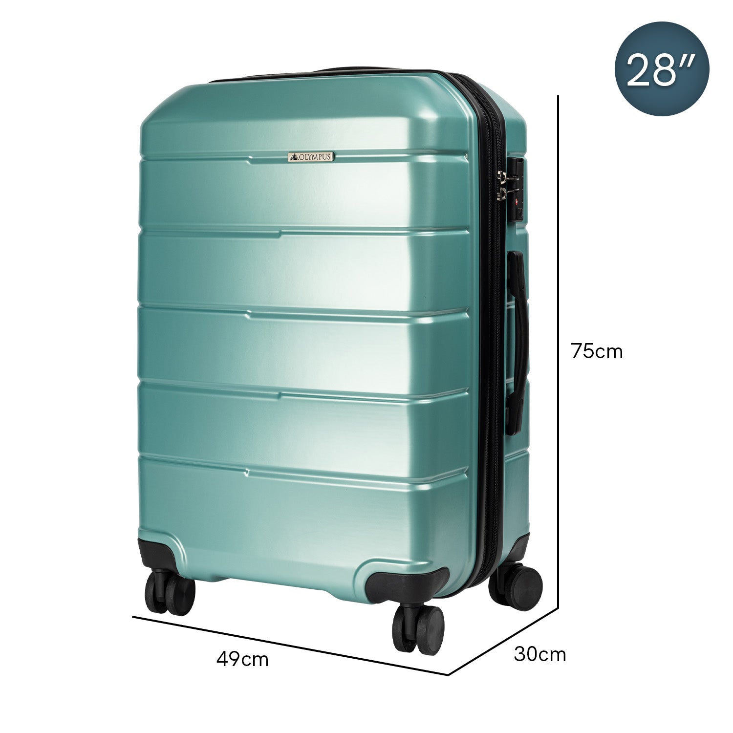 Olympus 3PC Artemis Luggage Set Hard Shell ABS+PC - Electric Teal-Home & Garden-PEROZ Accessories