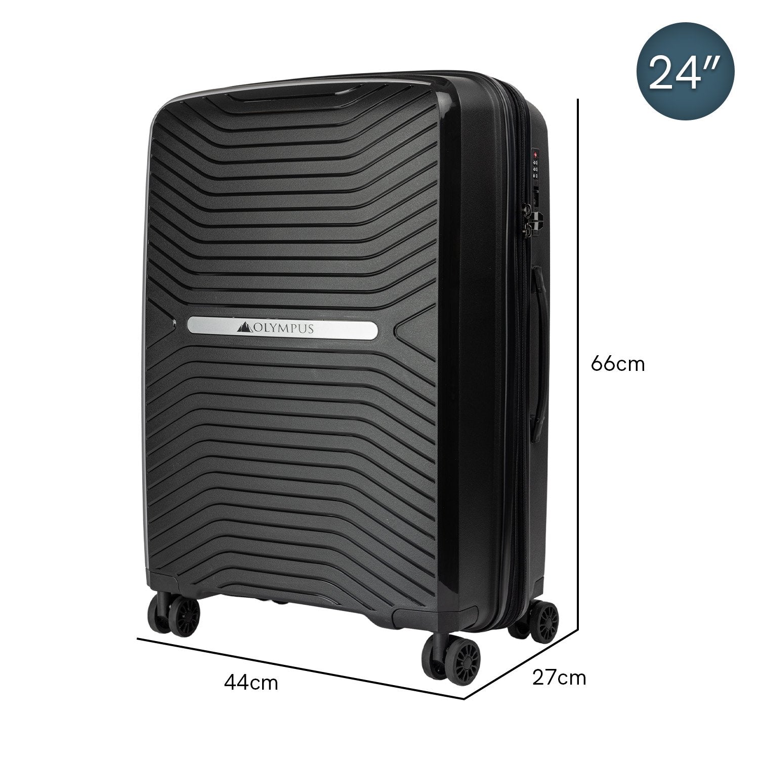 Olympus Astra 24in Lightweight Hard Shell Suitcase - Obsidian Black-Home & Garden-PEROZ Accessories
