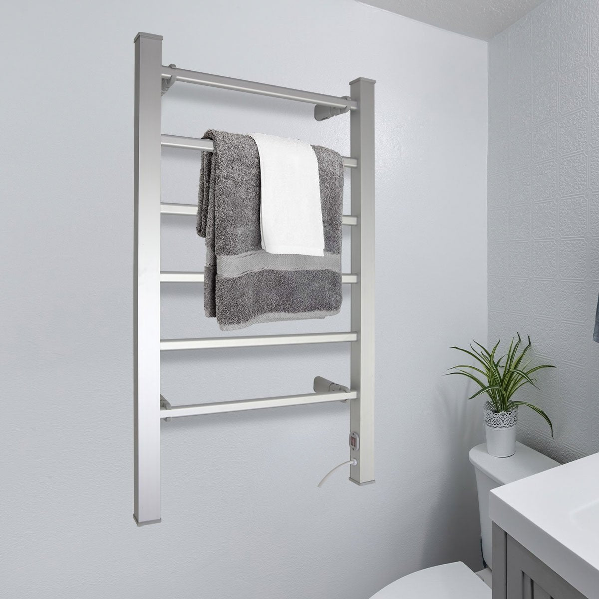 Pronti Heated Towel Rack Electric Bathroom Towel Rails Warmer 100w - Silver-Home & Garden > Bathroom Accessories-PEROZ Accessories