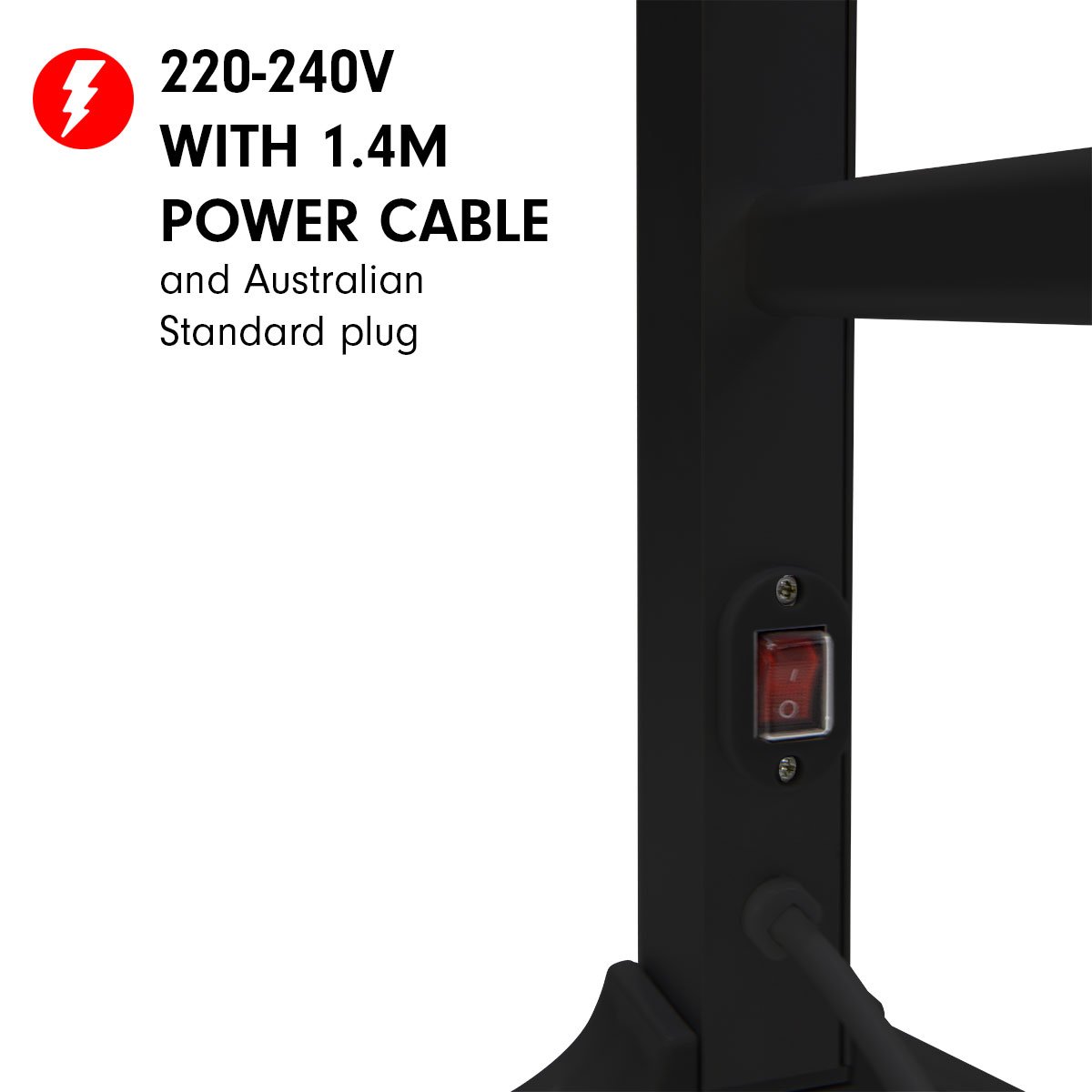 Pronti Heated Towel Rack Electric Bathroom Towel Rails Warmer Ev-60 -black-Home & Garden > Bathroom Accessories-PEROZ Accessories