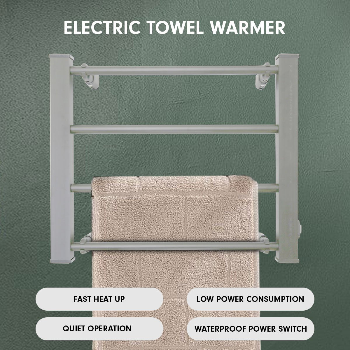 Pronti Heated Towel Rack Electric Bathroom Towel Rails Warmer Ev-60 -silver-Home & Garden > Bathroom Accessories-PEROZ Accessories