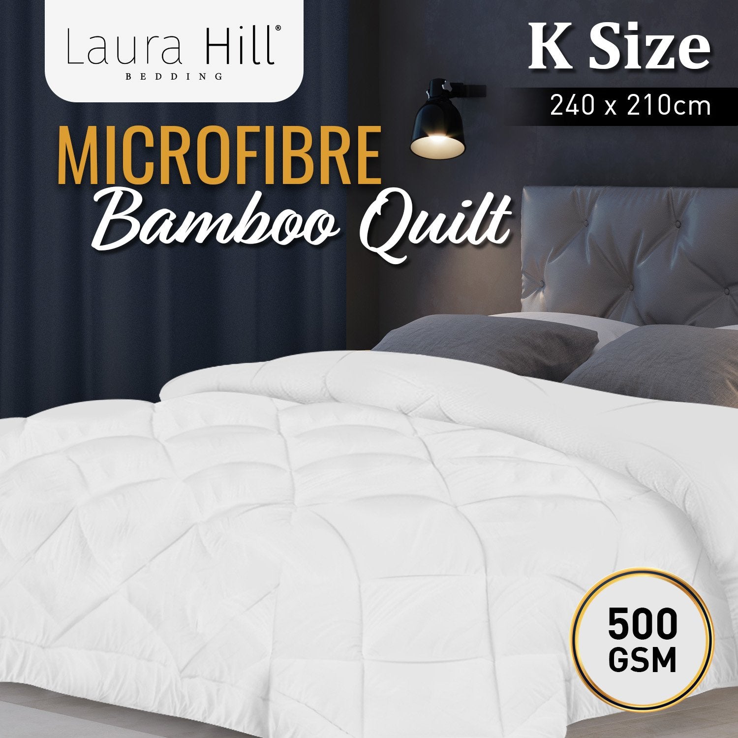 Laura Hill 500GSM Microfibre Bamboo Quilt Comforter Doona - King-Home & Garden > Bedding-PEROZ Accessories