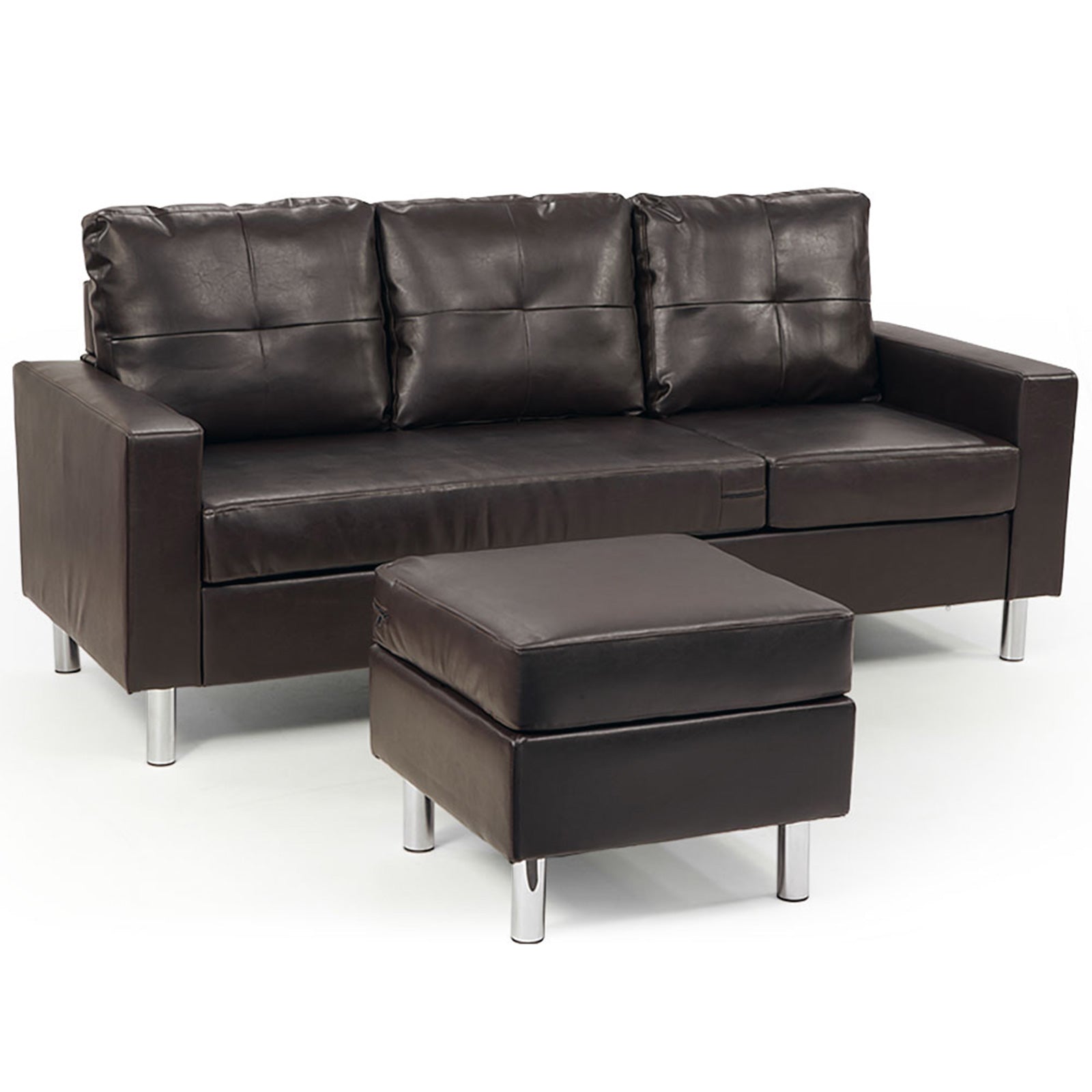 Sarantino Corner Sofa Lounge Couch Modular Furniture Chair Home Faux Leather Chaise Brown-Furniture > Sofas-PEROZ Accessories