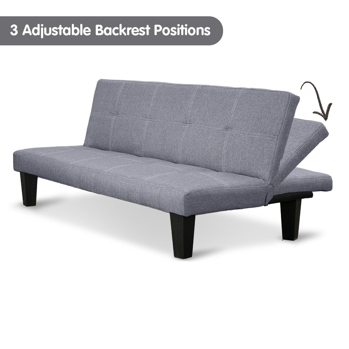 Sarantino Sofa Bed Lounge Couch Futon Furniture Seat Adjustable Suite Dark Grey-Furniture > Sofas-PEROZ Accessories