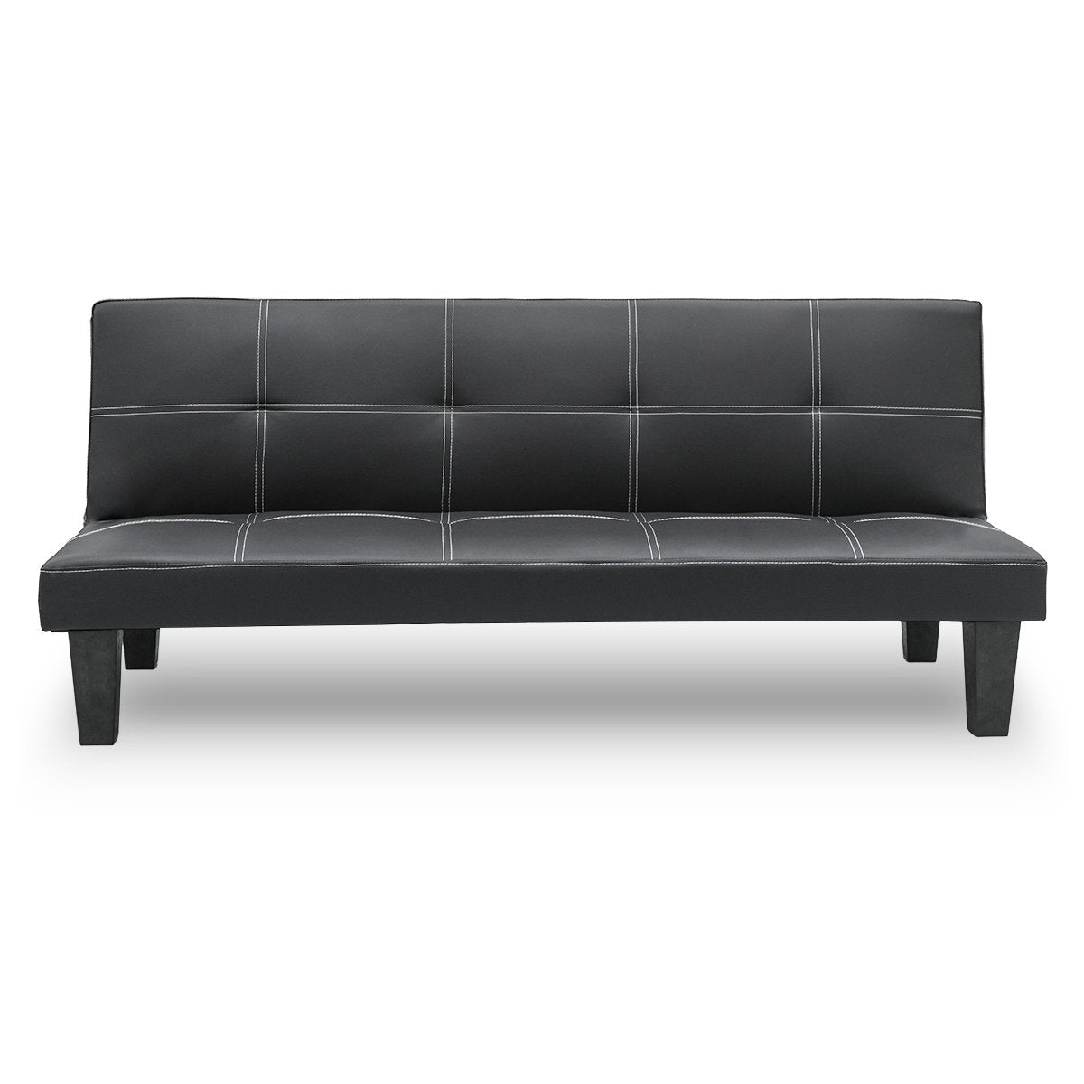 Sarantino 2 Seater Modular Faux Leather Fabric Sofa Bed Couch - Black-Furniture > Sofas-PEROZ Accessories