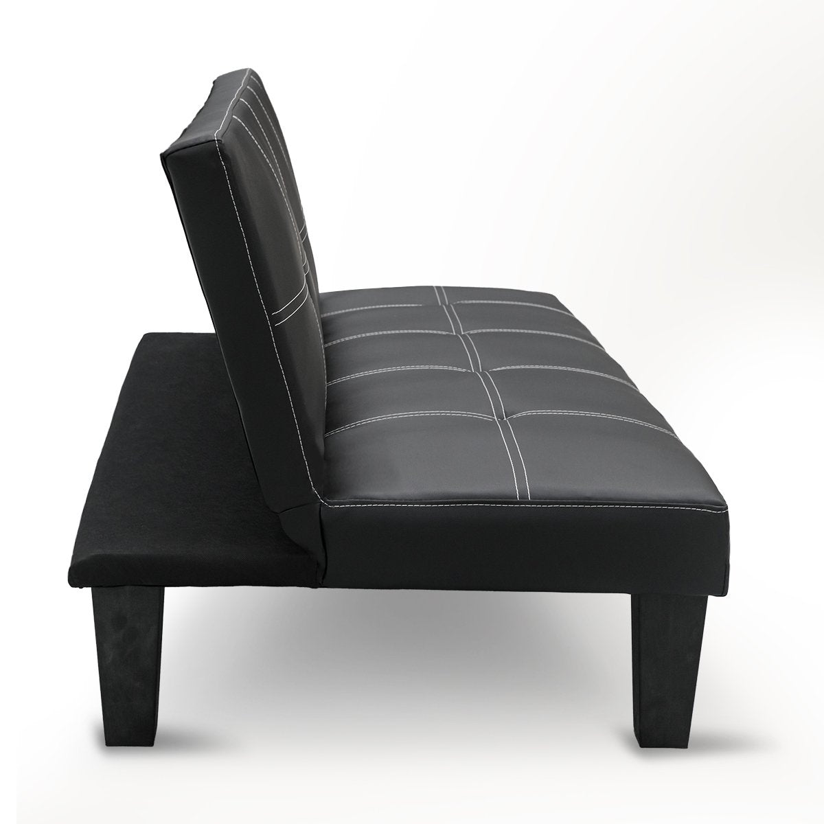 Sarantino 2 Seater Modular Faux Leather Fabric Sofa Bed Couch - Black-Furniture > Sofas-PEROZ Accessories