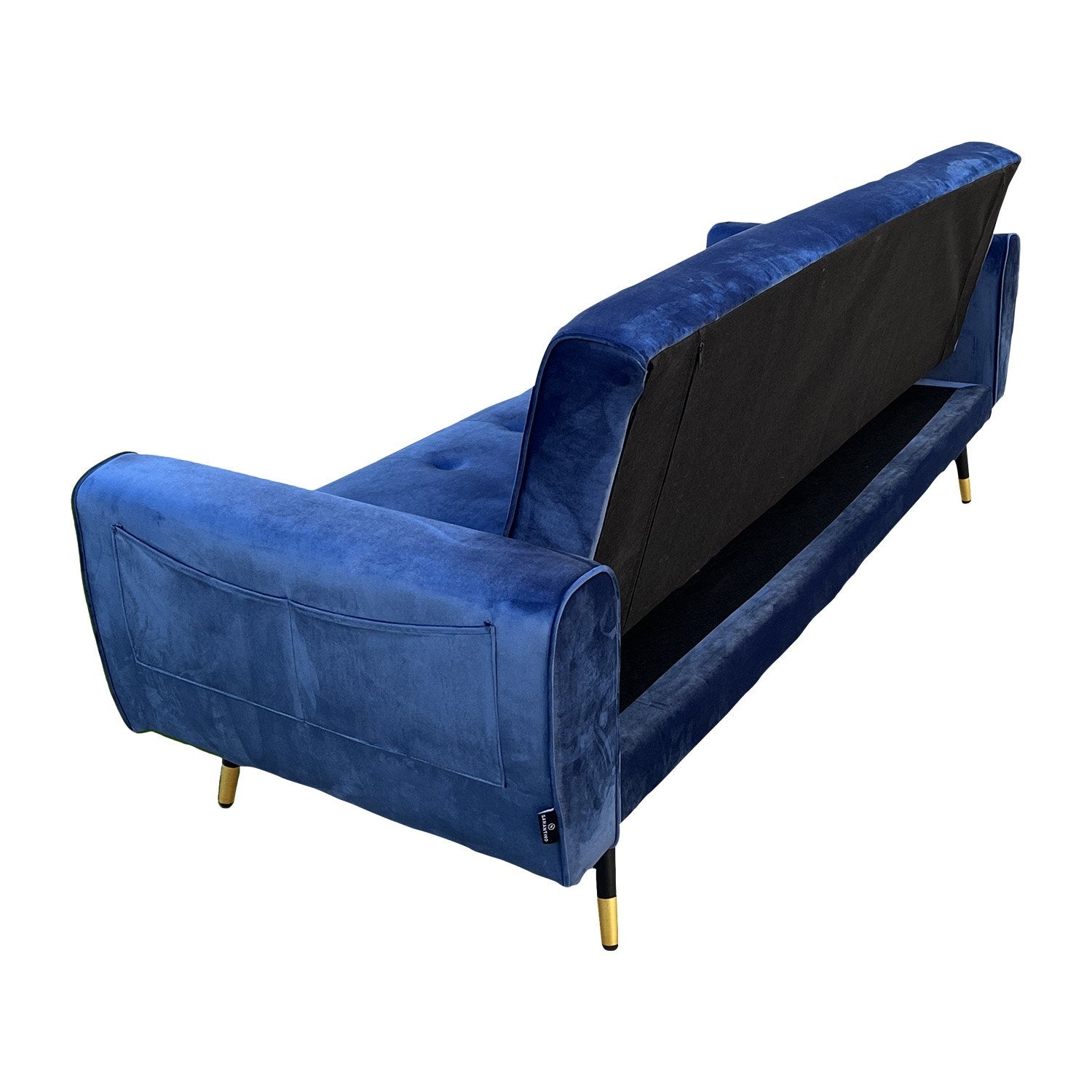 Sarantino Ava 3-seater Tufted Velvet Sofa Bed By Sarantino - Blue-Furniture > Sofas-PEROZ Accessories