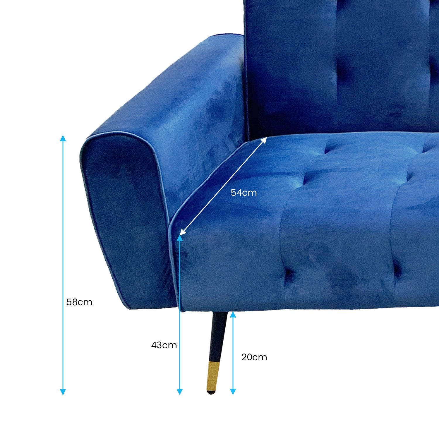Sarantino Ava 3-seater Tufted Velvet Sofa Bed By Sarantino - Blue-Furniture > Sofas-PEROZ Accessories