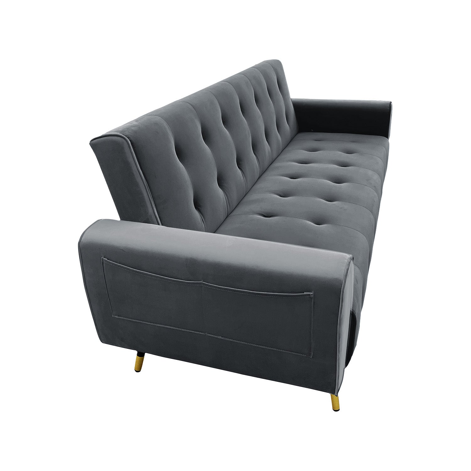 Sarantino Ava 3-seater Tufted Velvet Sofa Bed By Sarantino - Dark Grey-Furniture > Sofas-PEROZ Accessories
