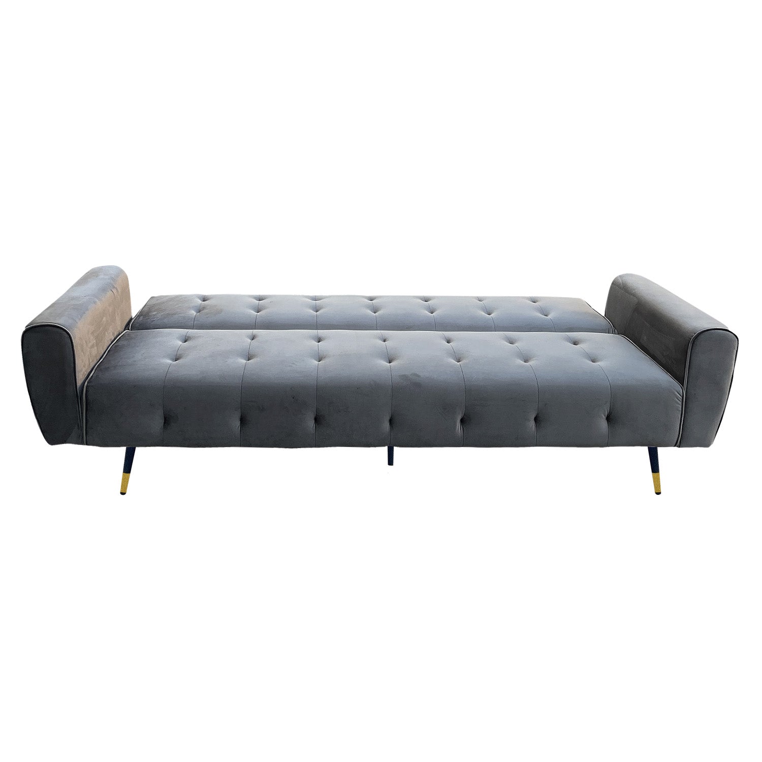 Sarantino Ava 3-seater Tufted Velvet Sofa Bed By Sarantino - Dark Grey-Furniture > Sofas-PEROZ Accessories