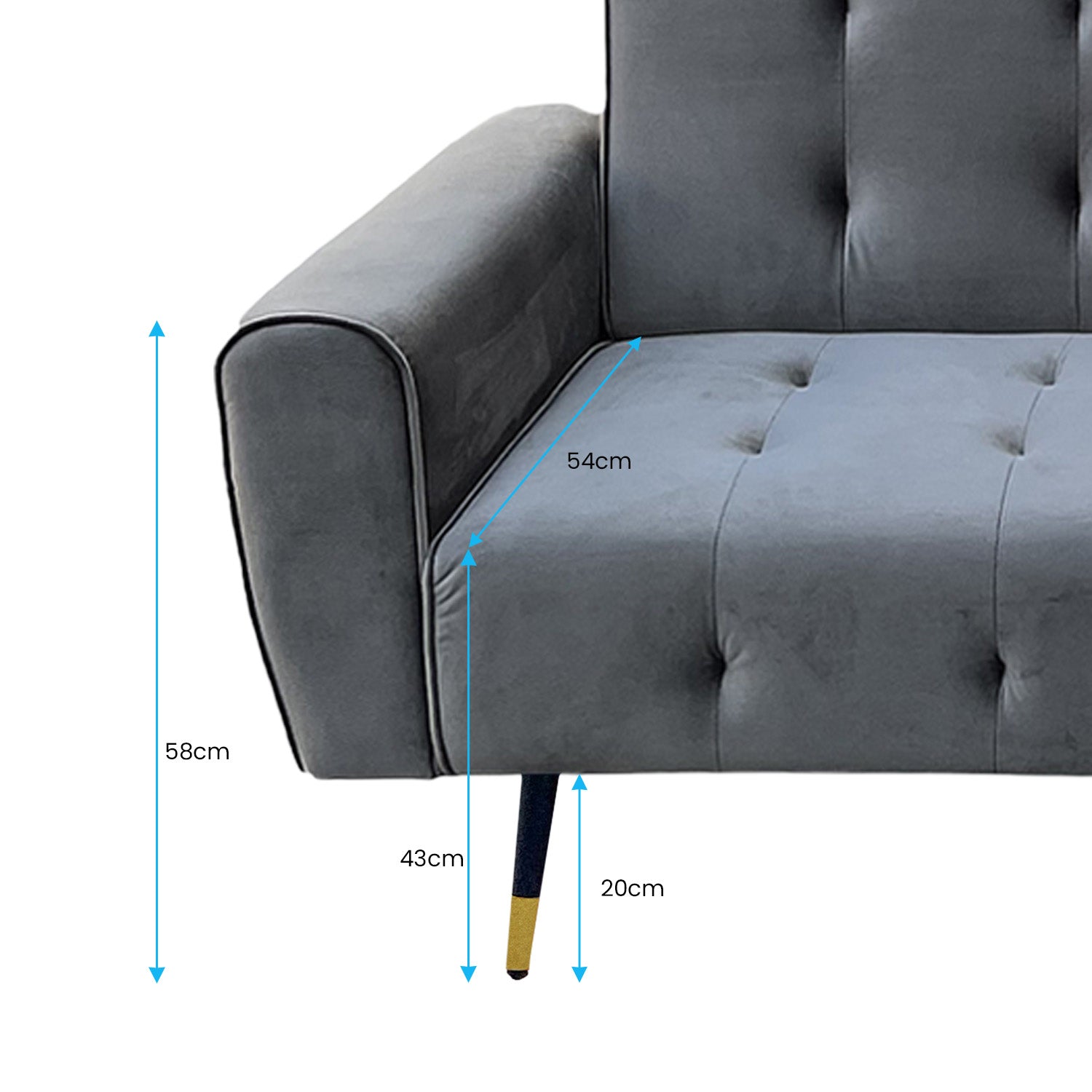 Sarantino Ava 3-seater Tufted Velvet Sofa Bed By Sarantino - Dark Grey-Furniture > Sofas-PEROZ Accessories