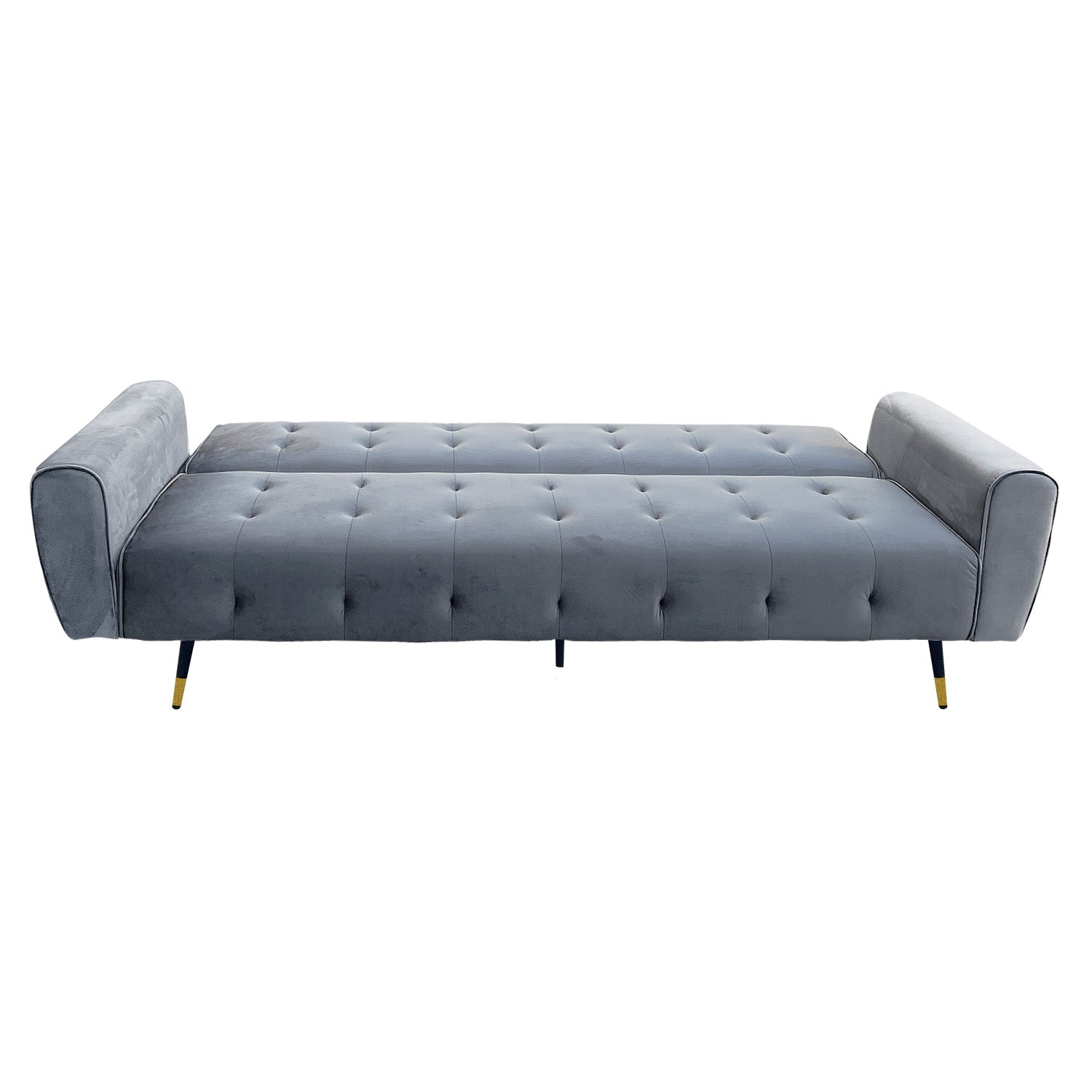 Sarantino Ava 3-seater Tufted Velvet Sofa Bed By Sarantino - Light Grey-Furniture > Sofas-PEROZ Accessories
