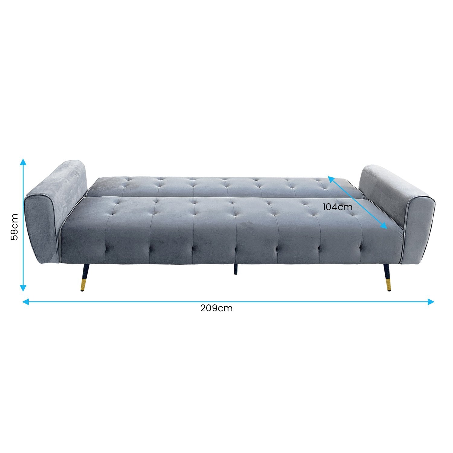 Sarantino Ava 3-seater Tufted Velvet Sofa Bed By Sarantino - Light Grey-Furniture > Sofas-PEROZ Accessories