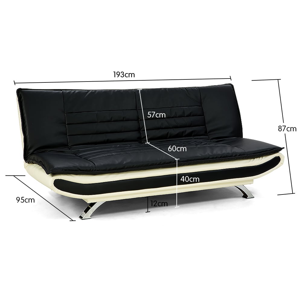 Sarantino Bronx Sofa Bed Faux Leather Lounge Couch Futon Furniture Adjustable Suite Black-Furniture > Sofas-PEROZ Accessories