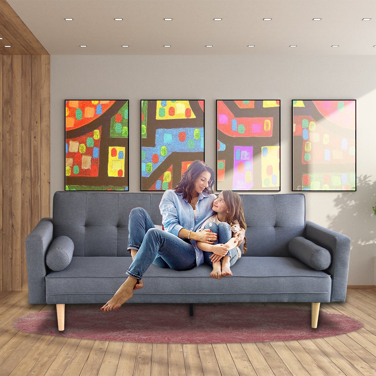 Sarantino Madison Sofa Bed Lounge Couch Futon Furniture Home Dark Grey Linen Suite-Furniture > Sofas-PEROZ Accessories