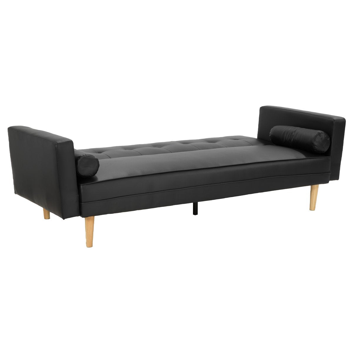 Sarantino Madison Faux Leather Sofa Bed Lounge Couch Futon Furniture Home Suite - Black-Furniture > Sofas-PEROZ Accessories