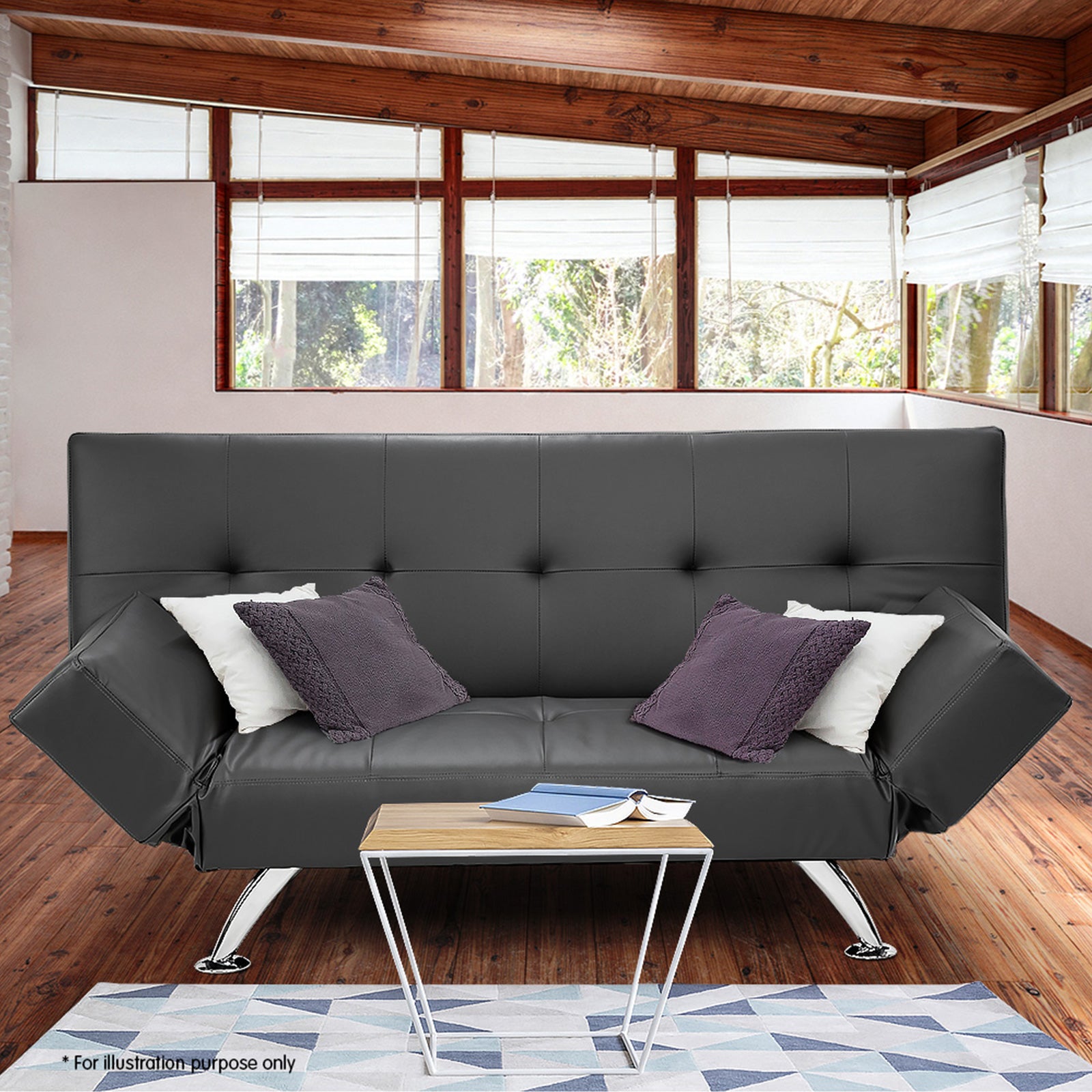 Sarantino Brooklyn Sofa Bed Lounge Faux Leather Couch Futon Furniture Adjustable Suite Gr-Furniture > Sofas-PEROZ Accessories