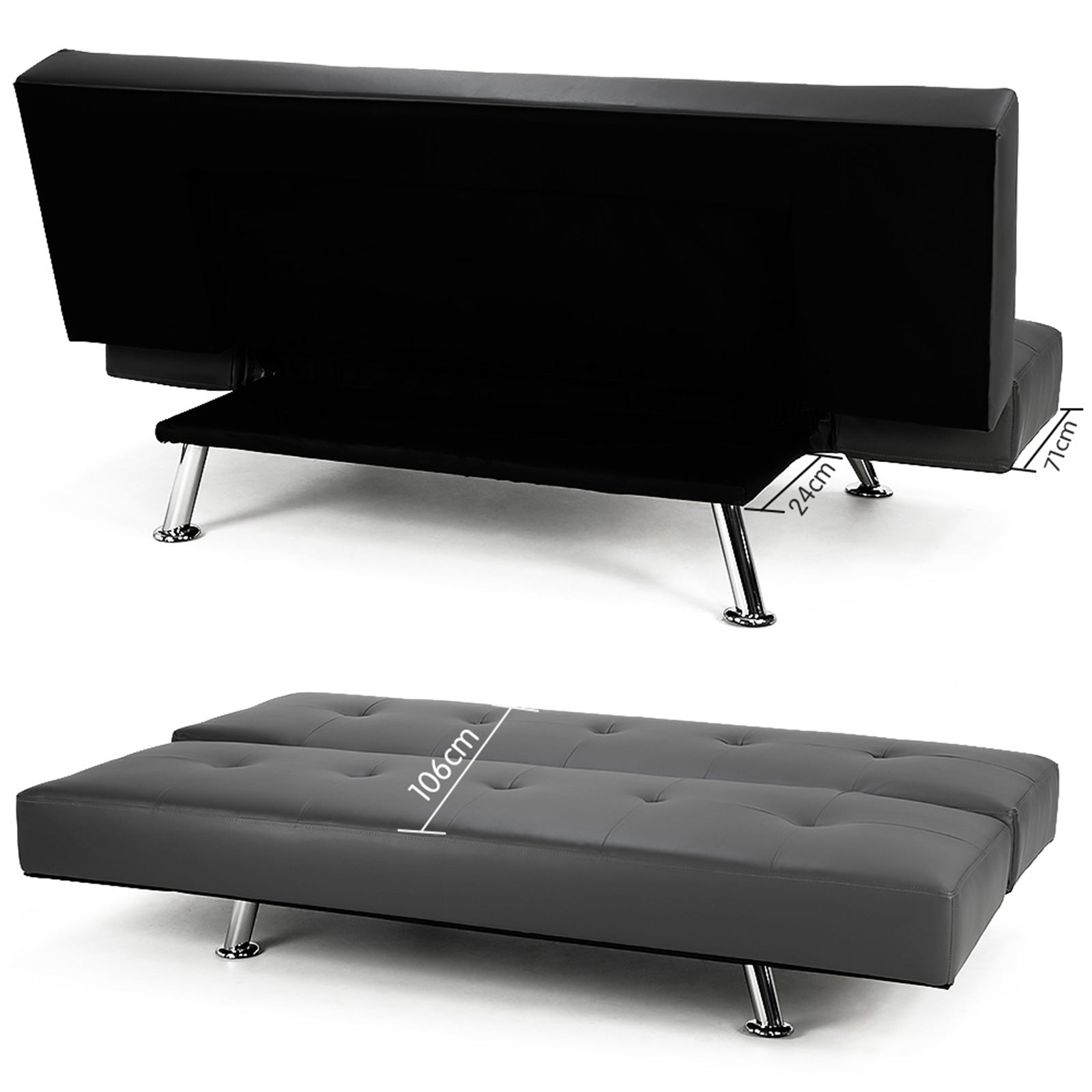 Sarantino Brooklyn Sofa Bed Lounge Faux Leather Couch Futon Furniture Adjustable Suite Gr-Furniture > Sofas-PEROZ Accessories