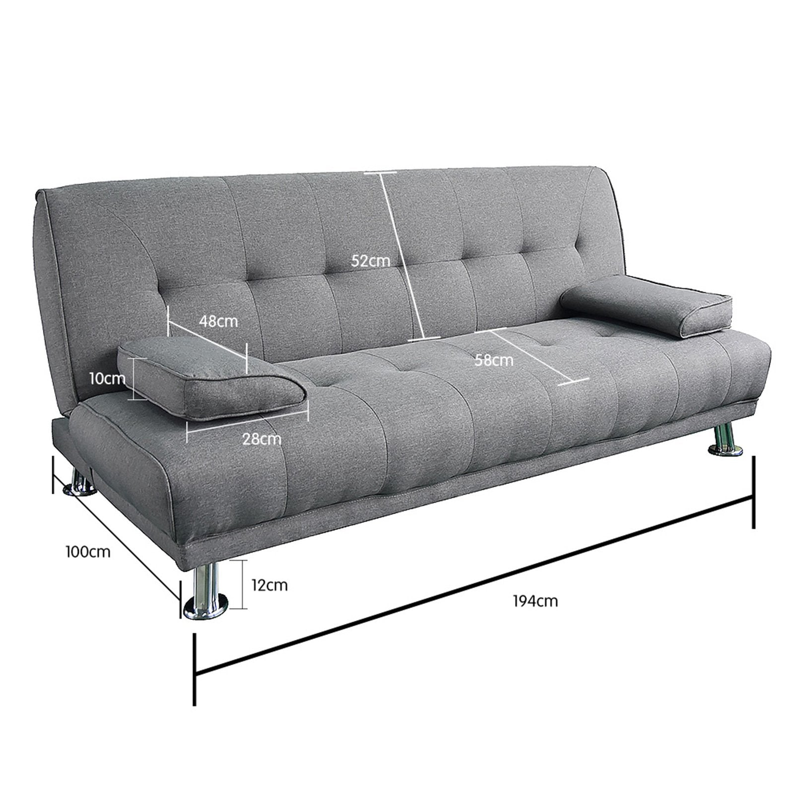 Sarantino Manhattan Sofa Bed Lounge Couch Futon Furniture Home Light Grey Linen Suite-Furniture > Sofas-PEROZ Accessories