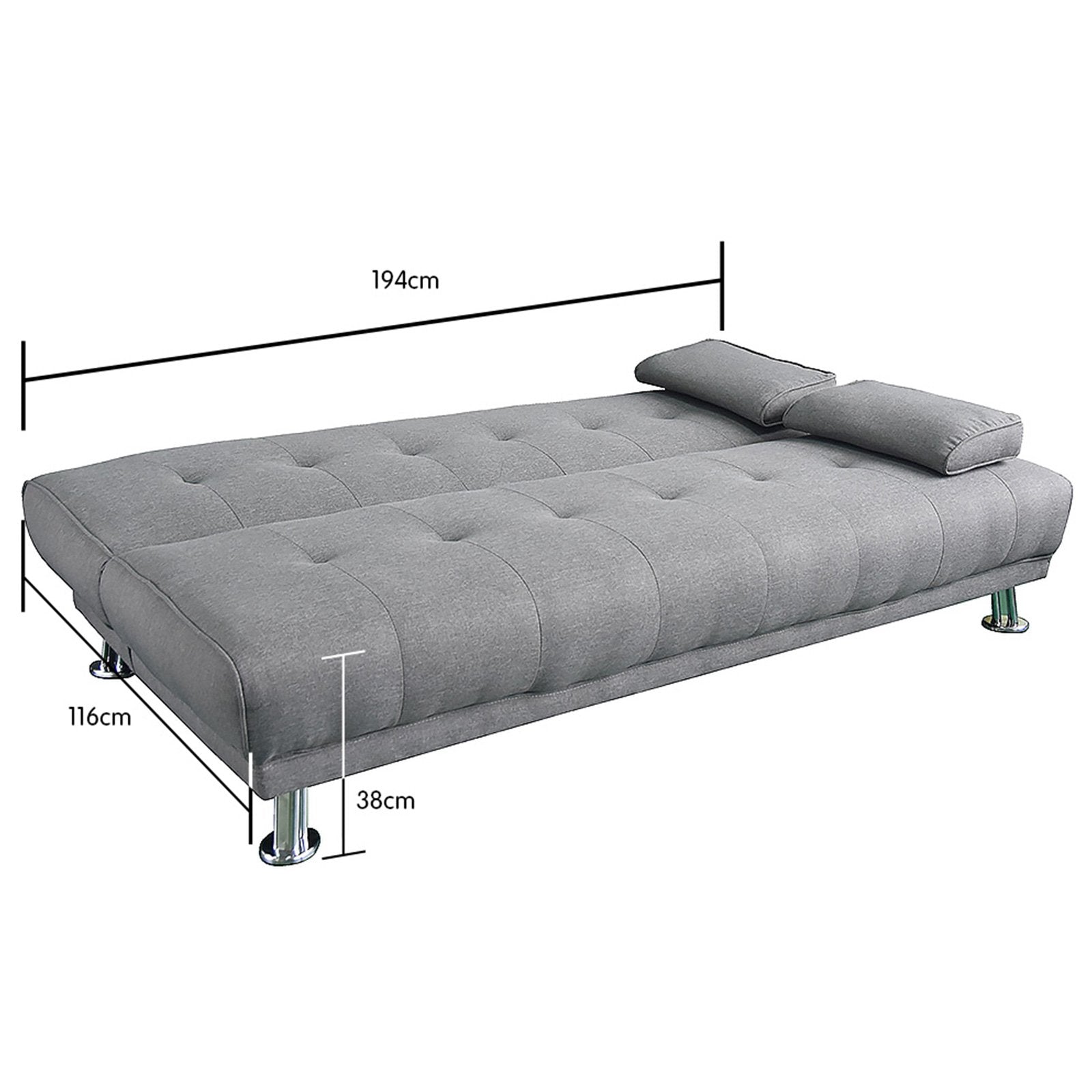 Sarantino Manhattan Sofa Bed Lounge Couch Futon Furniture Home Light Grey Linen Suite-Furniture > Sofas-PEROZ Accessories