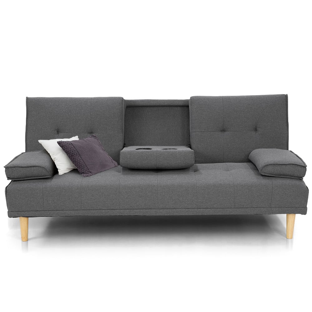 Sarantino Rochester Linen Fabric Sofa Bed Lounge Couch Futon Furniture Suite - Dark Grey-Furniture > Sofas-PEROZ Accessories