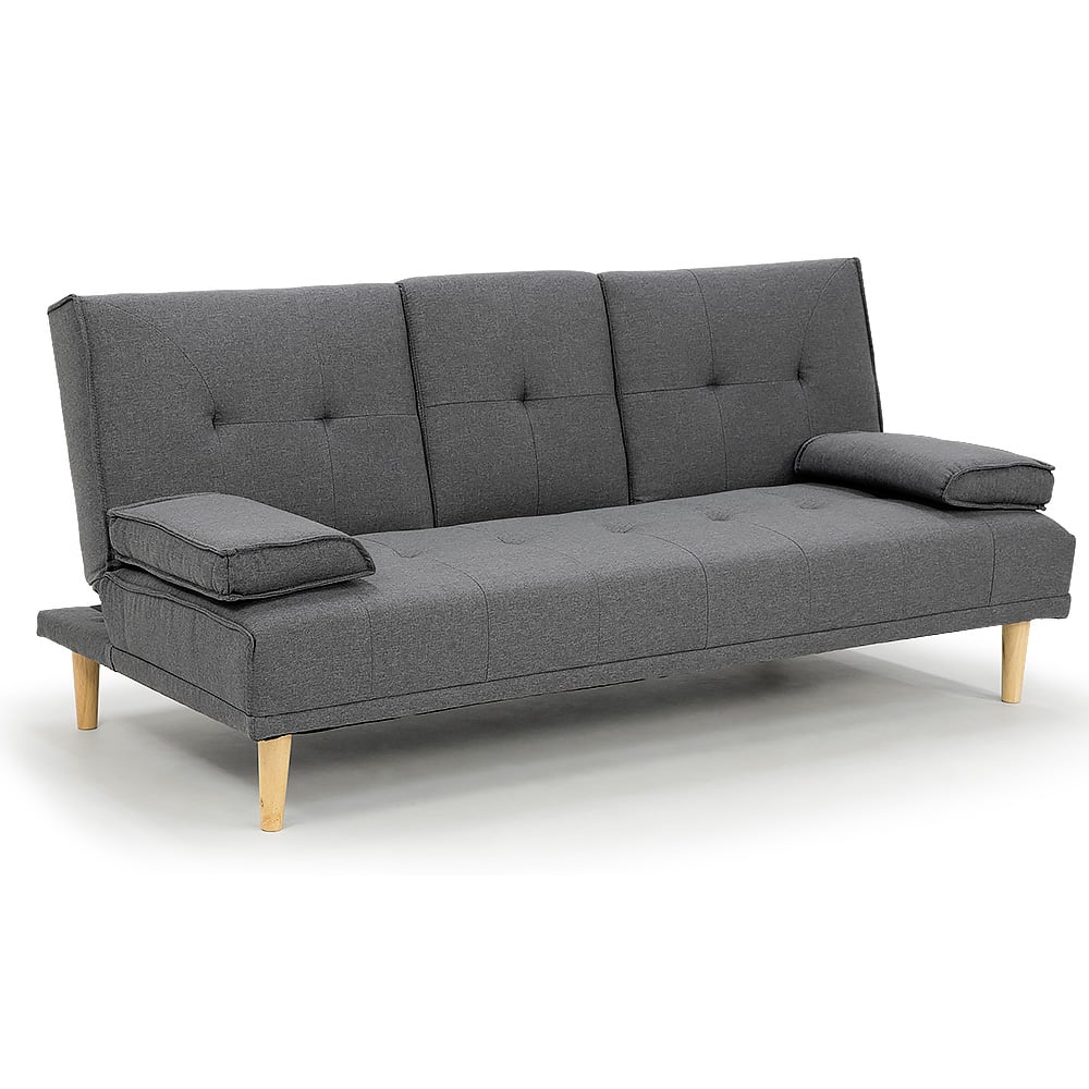 Sarantino Rochester Linen Fabric Sofa Bed Lounge Couch Futon Furniture Suite - Dark Grey-Furniture > Sofas-PEROZ Accessories