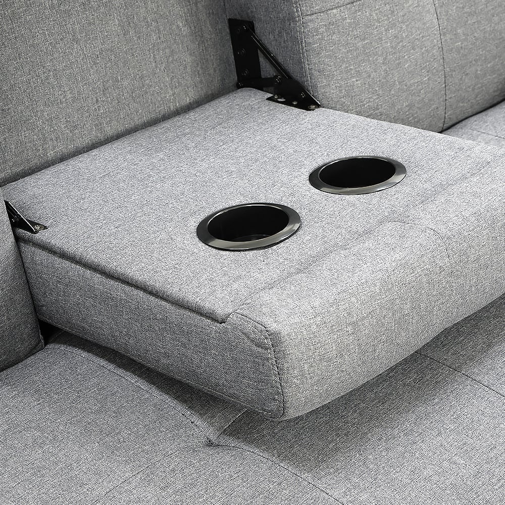 Sarantino Rochester Linen Fabric Sofa Bed Lounge Couch Futon Furniture Suite - Light Grey-Furniture > Sofas-PEROZ Accessories