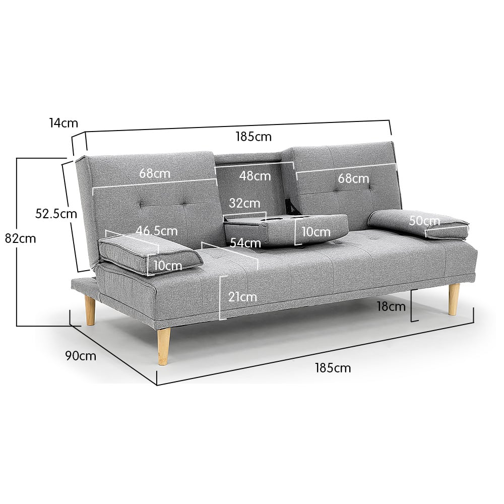 Sarantino Rochester Linen Fabric Sofa Bed Lounge Couch Futon Furniture Suite - Light Grey-Furniture > Sofas-PEROZ Accessories