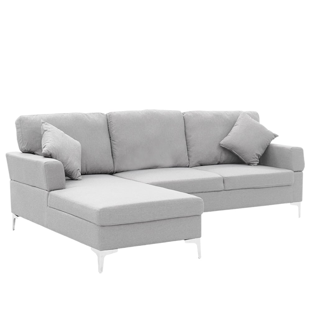 Sarantino Linen Corner Sofa Couch Lounge L-shape W/right Chaise Seat Light Grey-Furniture > Sofas-PEROZ Accessories