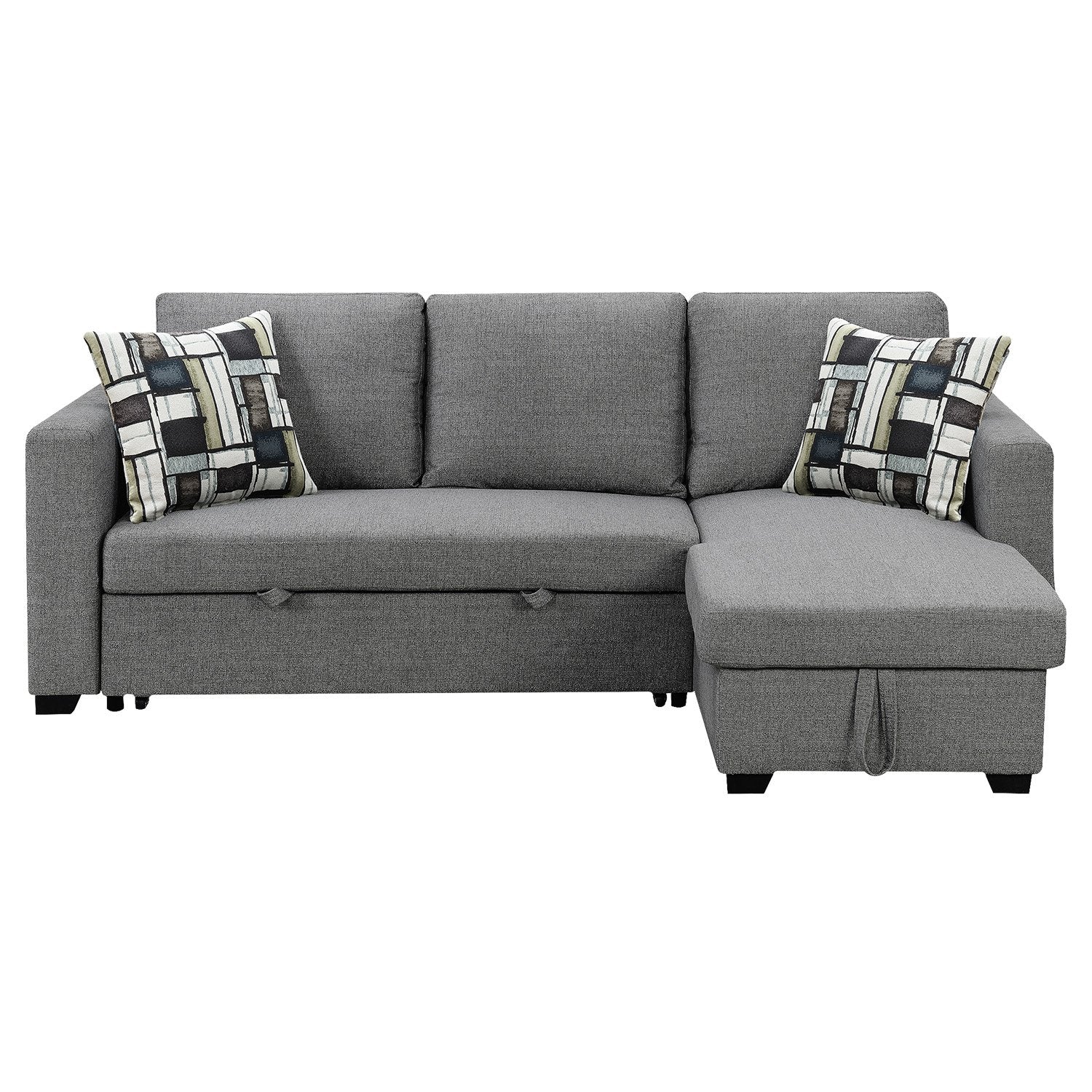 Sarantino Fontana Pullout Sofa Bed with Storage Chaise Lounge - Grey-Furniture > Sofas-PEROZ Accessories