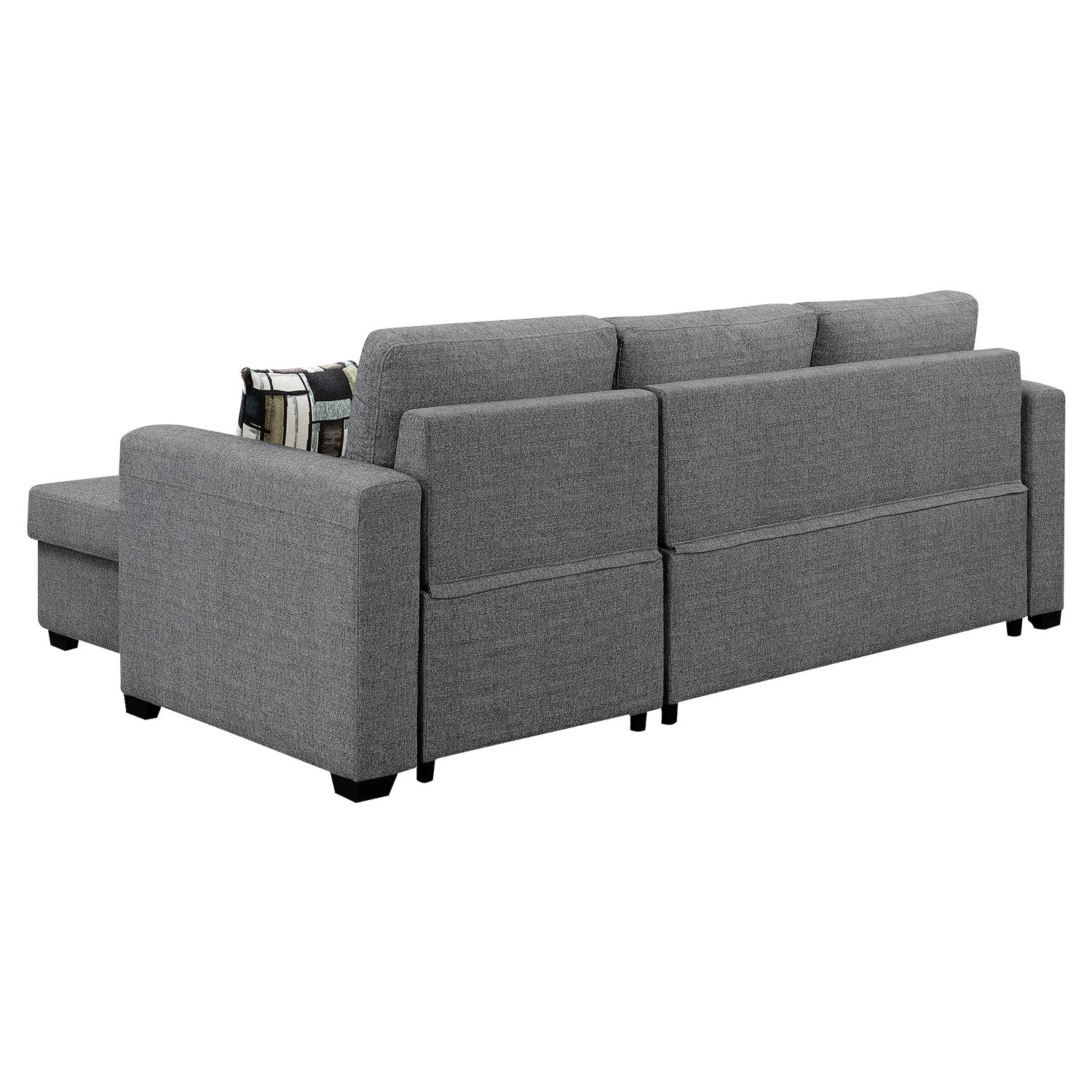 Sarantino Fontana Pullout Sofa Bed with Storage Chaise Lounge - Grey-Furniture > Sofas-PEROZ Accessories