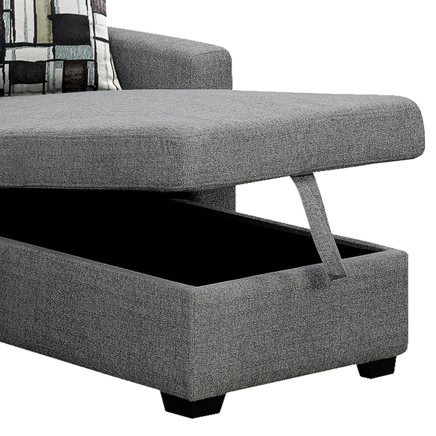 Sarantino Fontana Pullout Sofa Bed with Storage Chaise Lounge - Grey-Furniture > Sofas-PEROZ Accessories