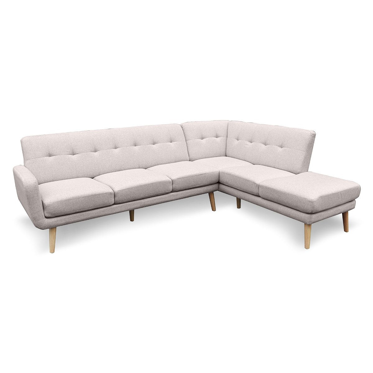 Sarantino Faux Linen Corner Sofa Lounge L-shaped Chaise Light Grey-Furniture > Sofas-PEROZ Accessories