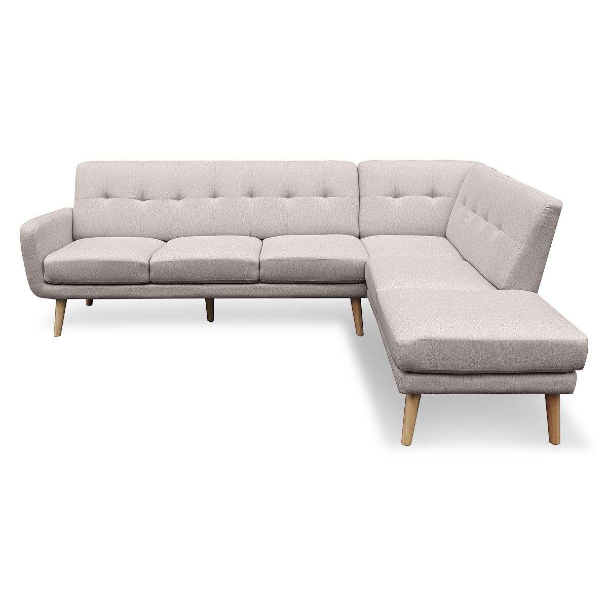 Sarantino Faux Linen Corner Sofa Lounge L-shaped Chaise Light Grey-Furniture > Sofas-PEROZ Accessories