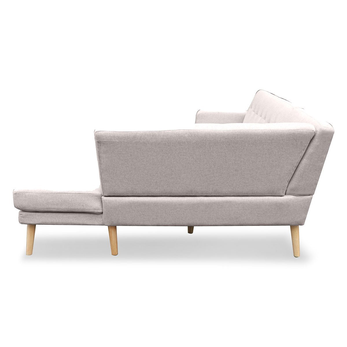 Sarantino Faux Linen Corner Sofa Lounge L-shaped Chaise Light Grey-Furniture > Sofas-PEROZ Accessories