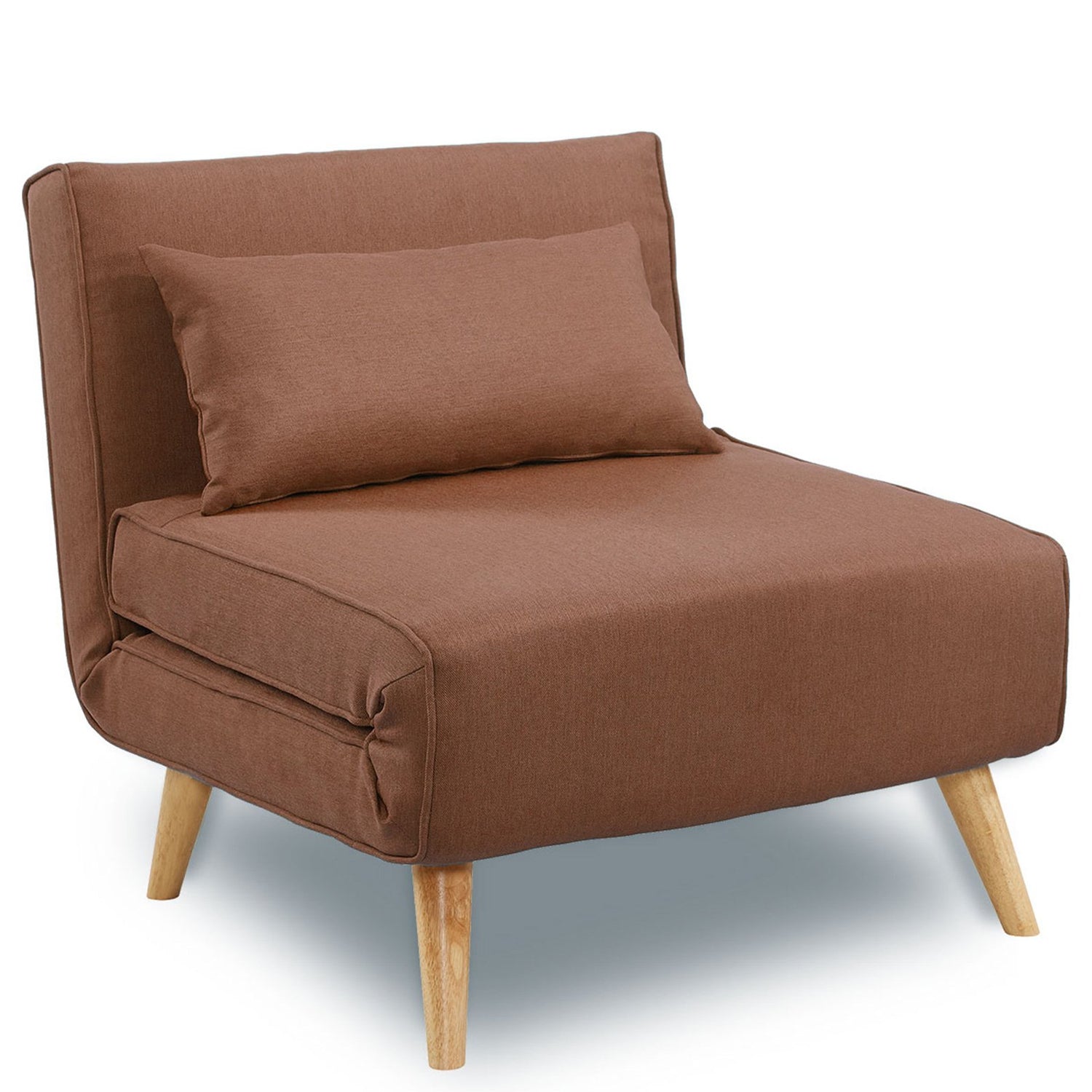 Sarantino Adjustable Chair Single Sofa Bed Faux Linen - Brown-Furniture > Sofas-PEROZ Accessories