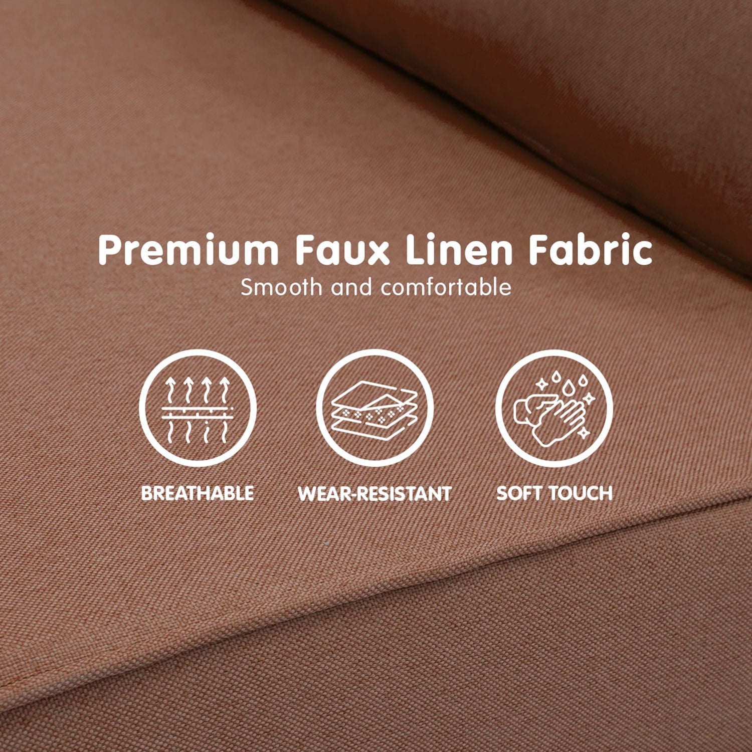 Sarantino Adjustable Chair Single Sofa Bed Faux Linen - Brown-Furniture > Sofas-PEROZ Accessories