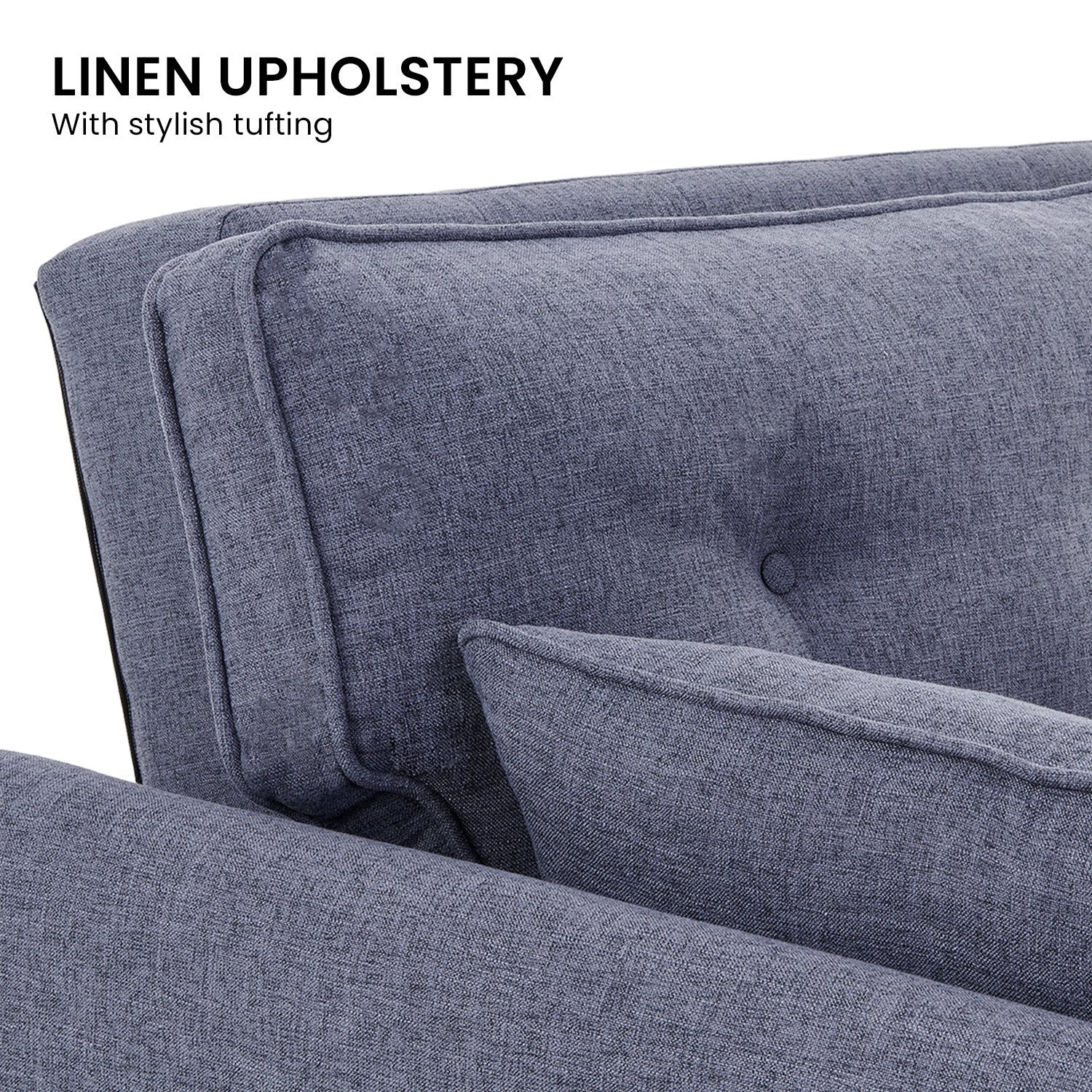 Sarantino 3 Seater Modular Linen Fabric Sofa Bed Couch Futon Suite - Dark Grey-Furniture > Sofas-PEROZ Accessories