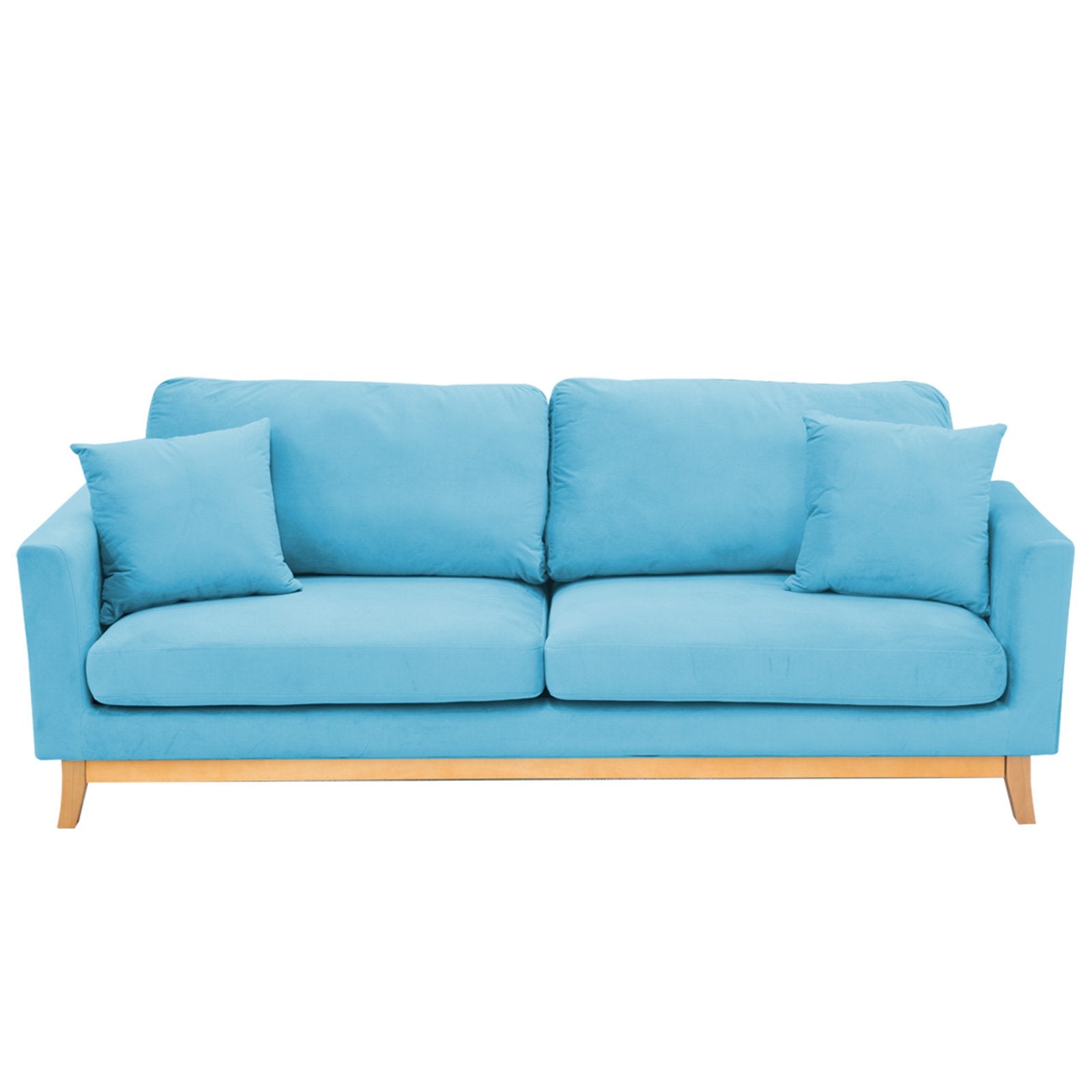 Sarantino 3 Seater Faux Velvet Wooden Sofa Bed Couch Furniture - Blue-Furniture > Sofas-PEROZ Accessories