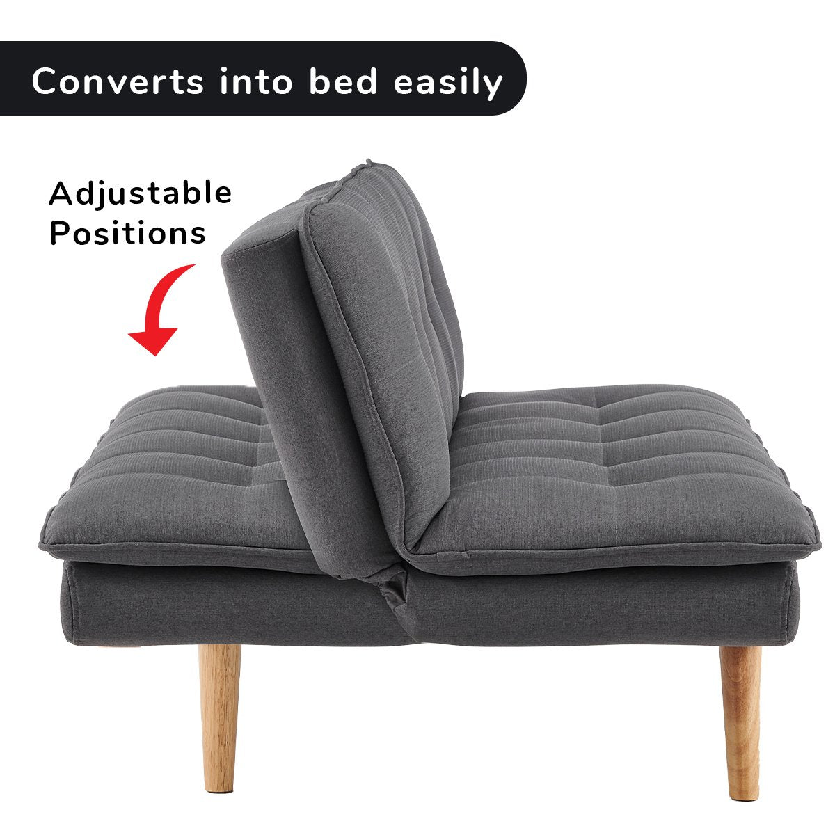 Sarantino 3 Seater Linen Sofa Bed Couch Lounge Futon - Dark Grey-Furniture > Sofas-PEROZ Accessories