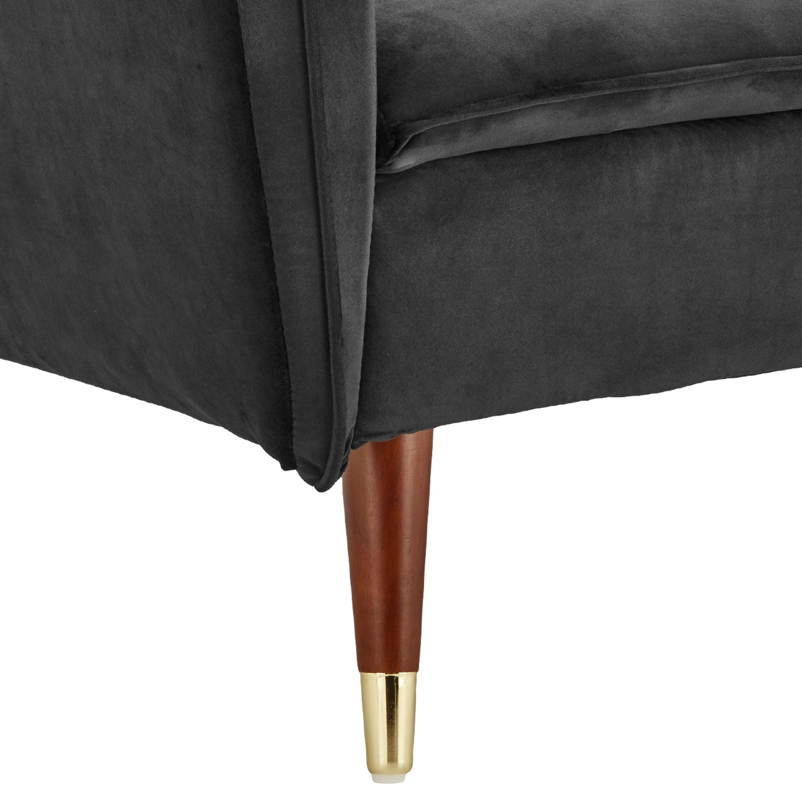 Sarantino Faux Velvet Tufted Sofa Bed Couch Futon - Black-Furniture > Sofas-PEROZ Accessories